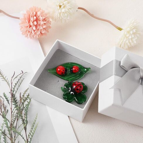 2 Pcs Mini Ladybug Decor Crystal Figurines, Ladybug Glass Decor Colorful Insect Statue, and Collectible Figurine for Room Décor and Gift in Kuwait