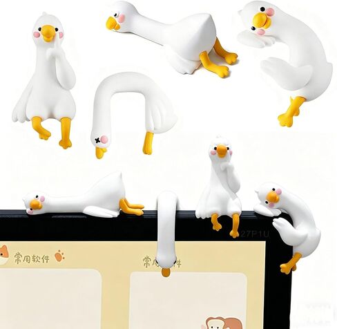 4Pcs Mini Resin Goose, Computer Monitor Decor Figurines, Lazy Duck Computer Decoration, Cute Desk Accessories for Car Dashboard Office Desk in Kuwait