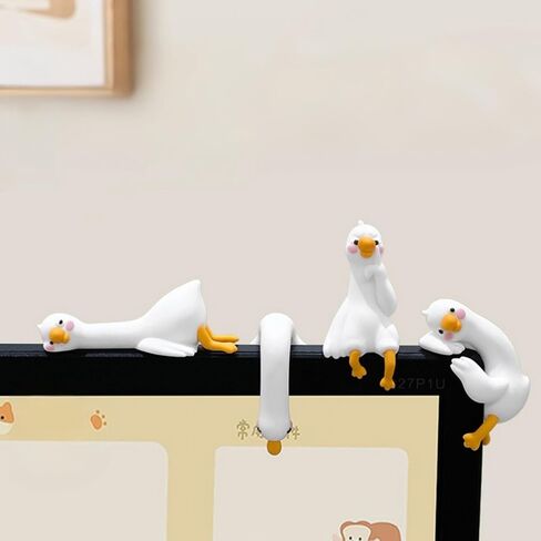 4Pcs Mini Resin Goose, Computer Monitor Decor Figurines, Lazy Duck Computer Decoration, Cute Desk Accessories for Car Dashboard Office Desk in Kuwait