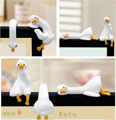 4Pcs Mini Resin Goose, Computer Monitor Decor Figurines, Lazy Duck Computer Decoration, Cute Desk Accessories for Car Dashboard Office Desk in Kuwait