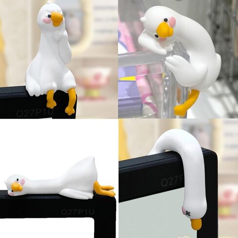 4Pcs Mini Resin Goose, Computer Monitor Decor Figurines, Lazy Duck Computer Decoration, Cute Desk Accessories for Car Dashboard Office Desk in Kuwait