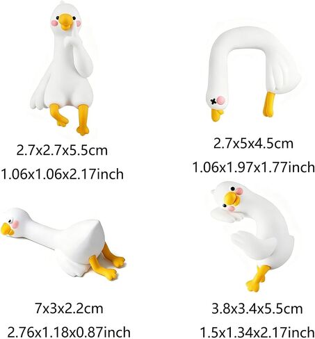 4Pcs Mini Resin Goose, Computer Monitor Decor Figurines, Lazy Duck Computer Decoration, Cute Desk Accessories for Car Dashboard Office Desk in Kuwait