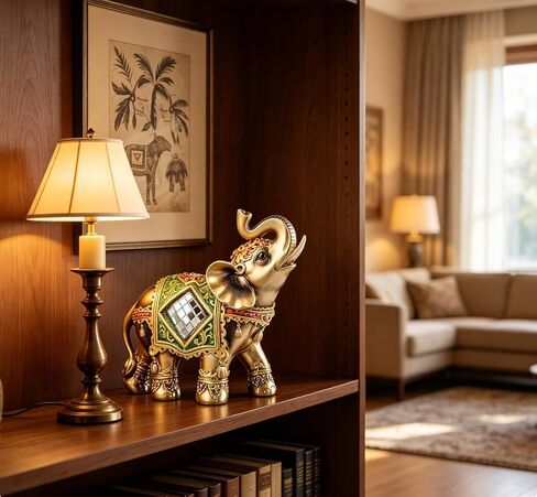 Resin Elephant Desktop Figurine Ornament Elegant Animal Sculpture for Home Office Decoration Unique Elephant Decor for Desktop Adornment in Kuwait