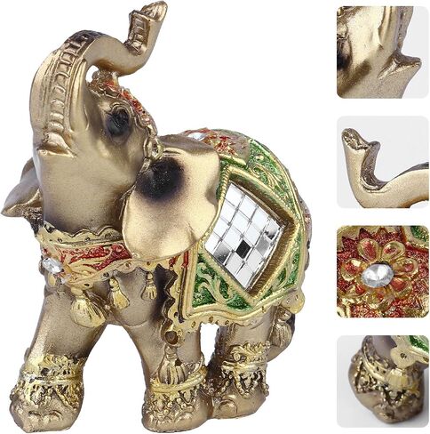 Resin Elephant Desktop Figurine Ornament Elegant Animal Sculpture for Home Office Decoration Unique Elephant Decor for Desktop Adornment in Kuwait