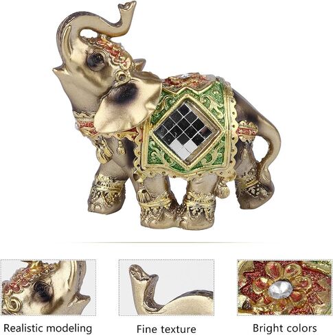 Resin Elephant Desktop Figurine Ornament Elegant Animal Sculpture for Home Office Decoration Unique Elephant Decor for Desktop Adornment in Kuwait