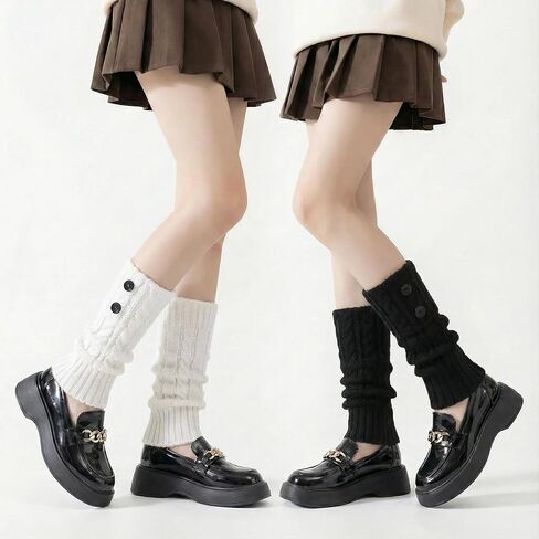 Knitted Wool Socks with Leg Grip and Button Closure, 2-Pack in Kuwait