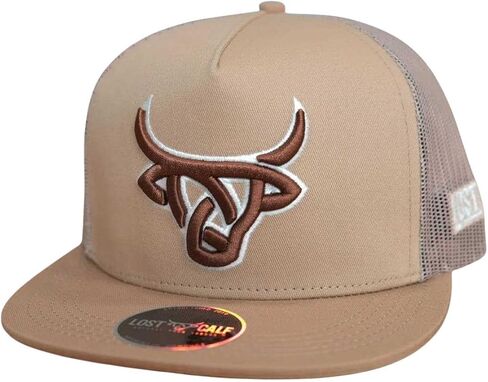 قبعة LOST CALF Highland Snapback للرجال والنساء، قبعة سائق الشاحنة ذات شبكة مسطحة تتوهج في الظلام، بني نيون، مقاس واحد in Kuwait