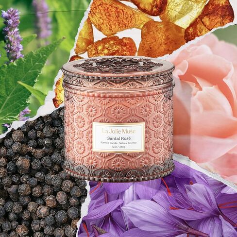 LA JOLIE MUSE Santal Rosé Scented Candles for Home, Natural Soy 2-Wick 12oz | Large Jar Luxury Candle, Clean Non Toxic, Gifts for Women, Decorative Pink Candles, Pretty Floral Candle, Sandalwood Rose in Saudi Arabia