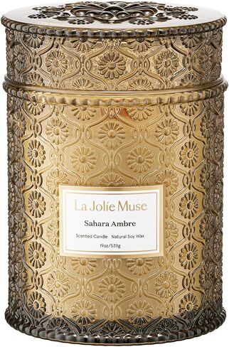 LA JOLIE MUSE Santal Rosé Scented Candles for Home, Natural Soy 2-Wick 12oz | Large Jar Luxury Candle, Clean Non Toxic, Gifts for Women, Decorative Pink Candles, Pretty Floral Candle, Sandalwood Rose in Saudi Arabia