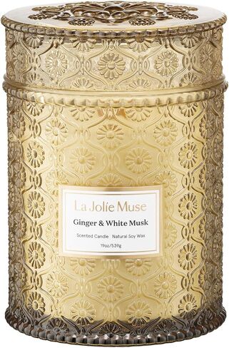 LA JOLIE MUSE Santal Rosé Scented Candles for Home, Natural Soy 2-Wick 12oz | Large Jar Luxury Candle, Clean Non Toxic, Gifts for Women, Decorative Pink Candles, Pretty Floral Candle, Sandalwood Rose in Saudi Arabia