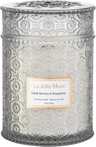 LA JOLIE MUSE Santal Rosé Scented Candles for Home, Natural Soy 2-Wick 12oz | Large Jar Luxury Candle, Clean Non Toxic, Gifts for Women, Decorative Pink Candles, Pretty Floral Candle, Sandalwood Rose in Saudi Arabia