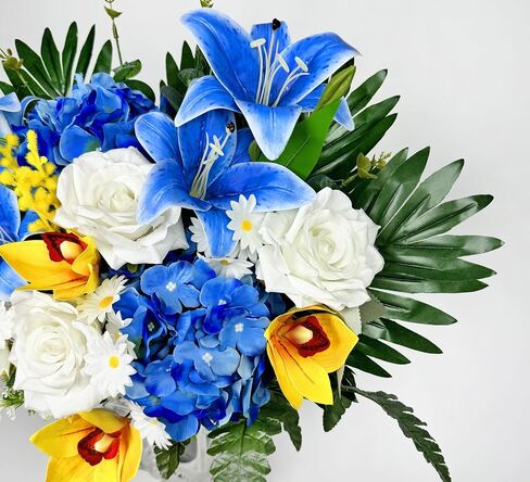 MUVIC Artificial Cemetery Flowers for Outdoor Grave Decorations，Memorial Flower- Realistic Rose Daisy Lily Cymbidium - Sympathy Bouquet in Saudi Arabia