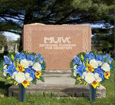 MUVIC Artificial Cemetery Flowers for Outdoor Grave Decorations，Memorial Flower- Realistic Rose Daisy Lily Cymbidium - Sympathy Bouquet in Saudi Arabia