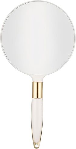 Round Hand Held Mirror with Handle, White Handheld Makeup Mirror | 4.7 Inch Compact Hand Mirror for Women, Travel Size for Bathroom Bedroom Salon in Saudi Arabia