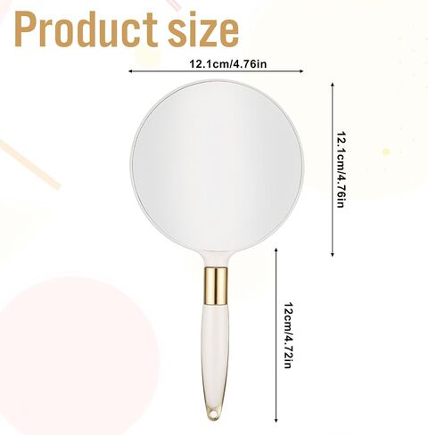 Round Hand Held Mirror with Handle, White Handheld Makeup Mirror | 4.7 Inch Compact Hand Mirror for Women, Travel Size for Bathroom Bedroom Salon in Saudi Arabia
