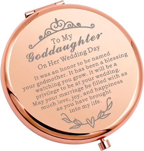 WSNANG to My Goddaughter On Wedding Day Gift Compact Makeup Mirror Godmother to Bride Gift Pocket Mirror (Goddaughter Her Mirror) in Kuwait