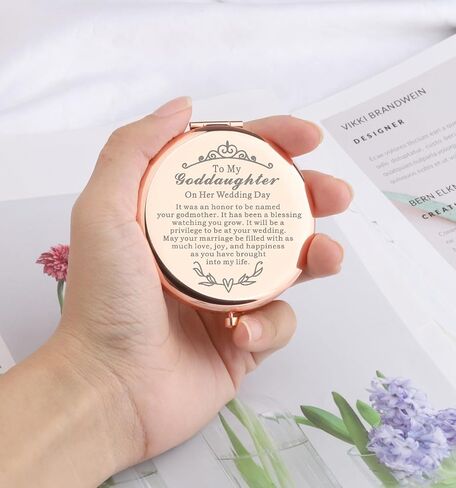 WSNANG to My Goddaughter On Wedding Day Gift Compact Makeup Mirror Godmother to Bride Gift Pocket Mirror (Goddaughter Her Mirror) in Kuwait