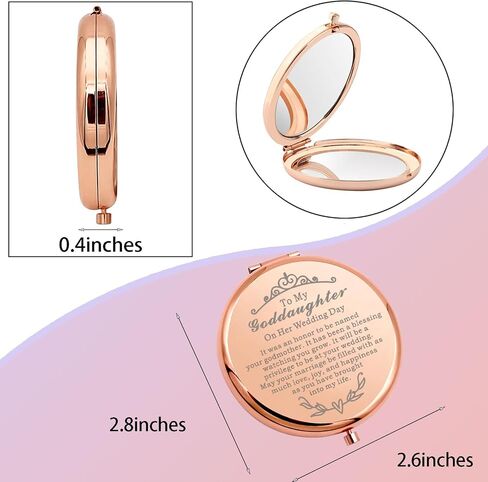 WSNANG to My Goddaughter On Wedding Day Gift Compact Makeup Mirror Godmother to Bride Gift Pocket Mirror (Goddaughter Her Mirror) in Kuwait