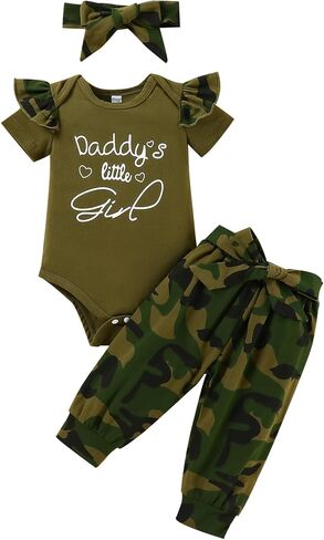 ملابس فتاة الطفلة مجموعة Daddys المطبوعة الكشكش رومبير أعلى الأزهار السراويل in Kuwait