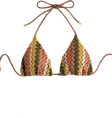 ZAFUL Women's Triangle Bikini Top Sexy Crochet Halter Bikini Tops Knitted Rope Swimsuit Tops in Kuwait