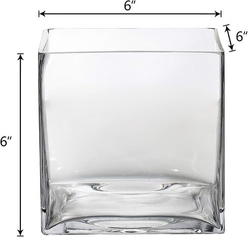 6 pcs 6-Inch Tall Clear Glass Cube Vases for Wedding Centerpieces | 6 Inches Planter Flowers Container for Party Event Home Decorations Cheap Bulk Supplies for Reception & Table Display in Saudi Arabia