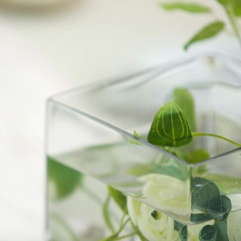 6 pcs 6-Inch Tall Clear Glass Cube Vases for Wedding Centerpieces | 6 Inches Planter Flowers Container for Party Event Home Decorations Cheap Bulk Supplies for Reception & Table Display in Saudi Arabia
