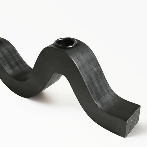 Balck Taper Candle Holder Modern Wave Candlesticks Wooden Decorative Centerpiece Candle Stands for Table Mantel Wedding Housewarming Gift in Saudi Arabia