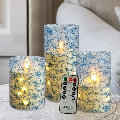 Flickering Flameless Candles, Recessed String Light LED Candles 3D Wick Acrylic Battery Operated LED Pillar Candles with Remote and Timer for Modern Simple Home Decor Set of 3(Leopard) in Saudi Arabia