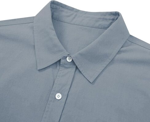Men's Casual Summer Button Down Linen Shirts Short Sleeve Cotton Beach Tops with Pocket in Kuwait