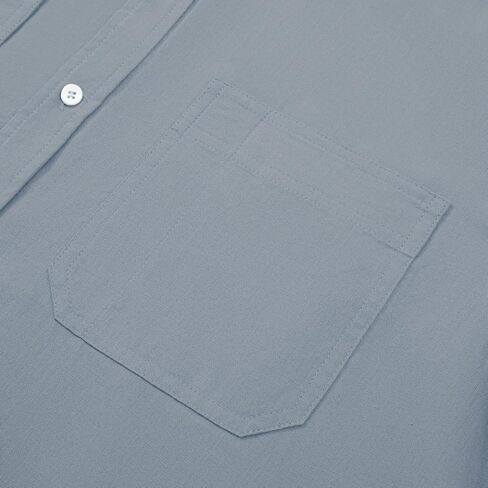 Men's Casual Summer Button Down Linen Shirts Short Sleeve Cotton Beach Tops with Pocket in Kuwait