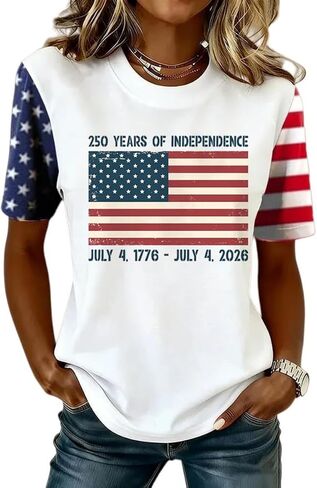 Beopjesk Women's Short Sleeve 4th of July Patriotic T-Shirt Summer Independence Day America Flag Raglans Graphic Tees Tops in Saudi Arabia
