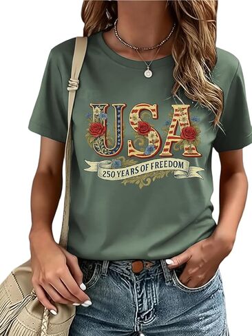 Beopjesk Women's Short Sleeve 4th of July Patriotic T-Shirt Summer Independence Day America Flag Raglans Graphic Tees Tops in Saudi Arabia