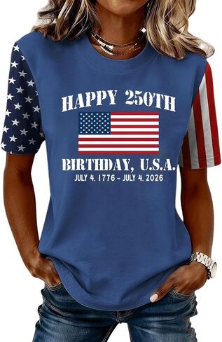 Beopjesk Women's Short Sleeve 4th of July Patriotic T-Shirt Summer Independence Day America Flag Raglans Graphic Tees Tops in Saudi Arabia