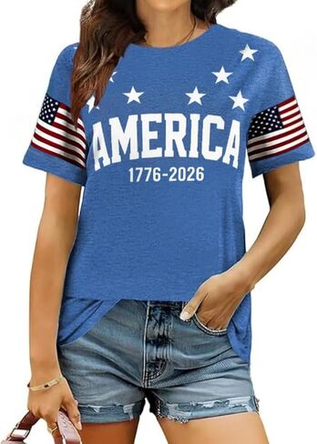 Beopjesk Women's Short Sleeve 4th of July Patriotic T-Shirt Summer Independence Day America Flag Raglans Graphic Tees Tops in Saudi Arabia
