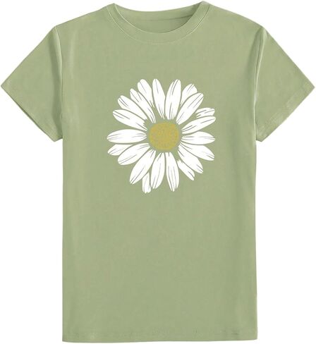 SHENHE Women's Sparkly Floral Rhinestone Tops Glitter Bling Short Sleeve Crew Neck Casual T Shirts in Saudi Arabia