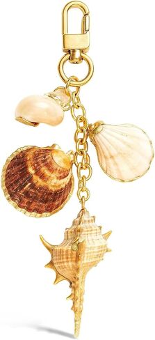 Beach Bag Charms Seashell Keychain Gold Shell Bag Charm Ocean Summer Beach Themed Bag Accessory for Women in Saudi Arabia