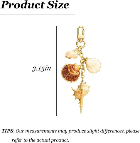 Beach Bag Charms Seashell Keychain Gold Shell Bag Charm Ocean Summer Beach Themed Bag Accessory for Women in Saudi Arabia