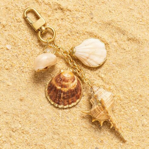 Beach Bag Charms Seashell Keychain Gold Shell Bag Charm Ocean Summer Beach Themed Bag Accessory for Women in Saudi Arabia
