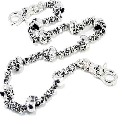 Double K Heavy Strong Biker Skull Key Jean Wallet Chain (26.5") Silver NCS34 in Saudi Arabia