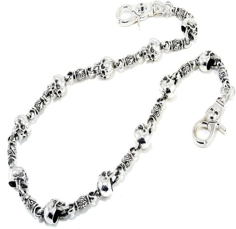 Double K Heavy Strong Biker Skull Key Jean Wallet Chain (26.5") Silver NCS34 in Saudi Arabia