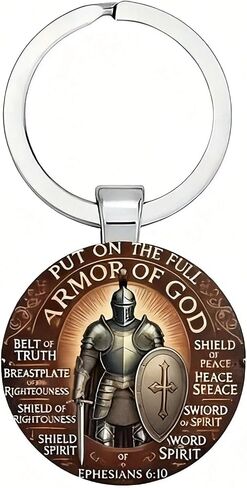 Armor of God Keychain, Ephesians 6:10 Full Armor of God Medal, Christian Religious Protection Keychain for Men, Faith Gift in Saudi Arabia