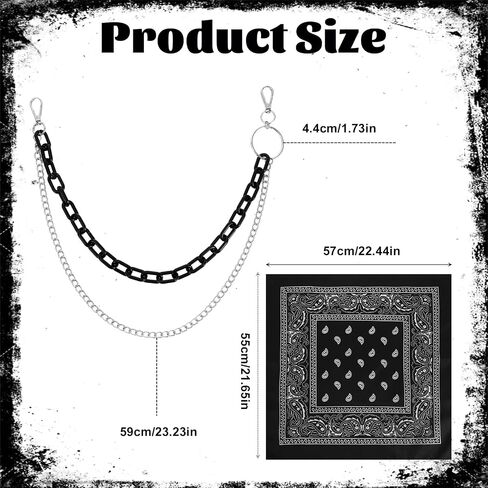 Ymapinc Bandana Pants Chain للجينز، سلسلة Punk Y2K Jean للرجال، سلاسل الخصر الهيب هوب، مجوهرات الجرونج / الهذيان / ملابس الشارع، إكسسوارات الزي بنمط بيزلي in Kuwait