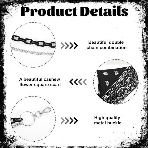 Ymapinc Bandana Pants Chain للجينز، سلسلة Punk Y2K Jean للرجال، سلاسل الخصر الهيب هوب، مجوهرات الجرونج / الهذيان / ملابس الشارع، إكسسوارات الزي بنمط بيزلي in Kuwait