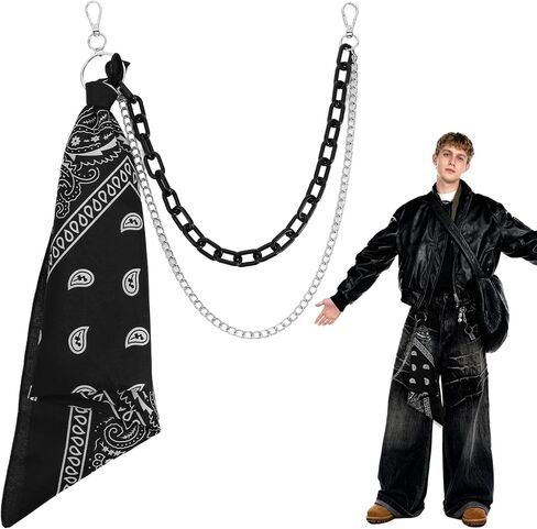 Ymapinc Bandana Pants Chain للجينز، سلسلة Punk Y2K Jean للرجال، سلاسل الخصر الهيب هوب، مجوهرات الجرونج / الهذيان / ملابس الشارع، إكسسوارات الزي بنمط بيزلي in Kuwait