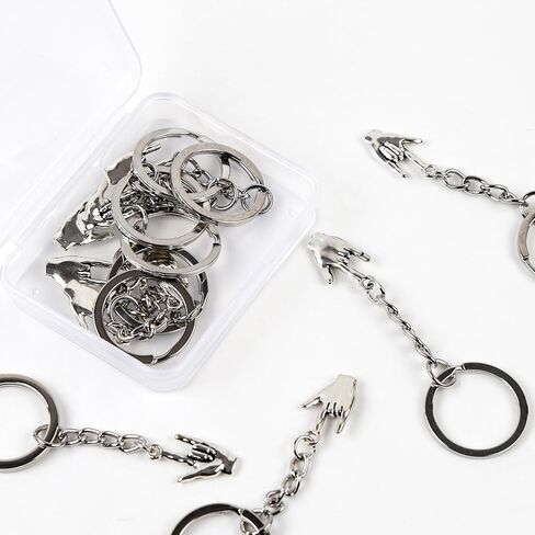 10Pcs I Love You Sign Language Keychain ASL Gifts Silver Sign Key Ring Hand Sign Language Key Chain in Kuwait