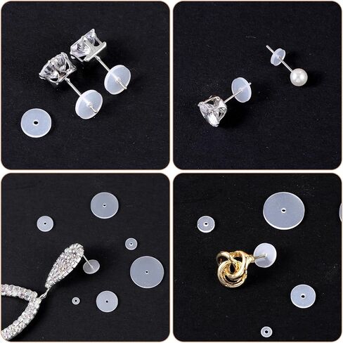 60 PCS Clear Piercing Disc for Piercing Bump Silicone Perforated Disc Earring Backs Supports for Keloids Healing Pads Belly Button Nose-Piercing Soft Durable Non Pull 3/5/7/9/12/14mm in Saudi Arabia