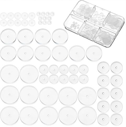 60 PCS Clear Piercing Disc for Piercing Bump Silicone Perforated Disc Earring Backs Supports for Keloids Healing Pads Belly Button Nose-Piercing Soft Durable Non Pull 3/5/7/9/12/14mm in Saudi Arabia