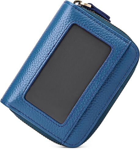 Small Genuine Leather Wallet for Women Credit Card Holder Wallet RFID Blocking Small Wallet Double Zipper Wallet with ID Window in Kuwait