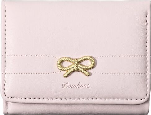 Pink Bow Wallet, Small Cute Coquette Bow Wallet for Women Girls Slim Trifold PU Leather Card Holder with ID Window in Saudi Arabia