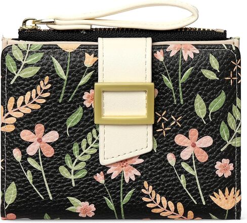 RNIEGA Small Wallets for Women Bifold Vegan Leather Wallet RFID Blocking Floral Pattern Card Holder with Zipper Pocket in Saudi Arabia